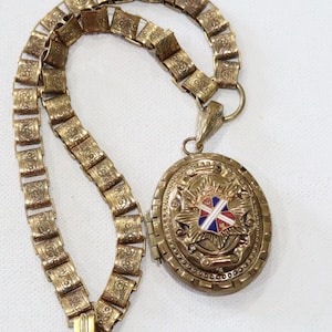 Victorian French engraved book chain with a locket