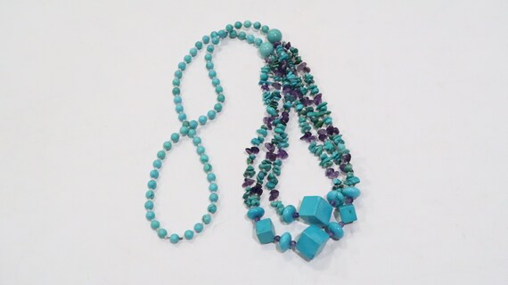 Unique turquoise,amethyst bead necklace - image 4