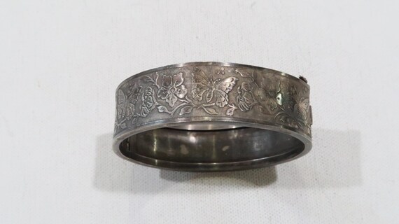 Stunning Vintage Victorian Art Nouveau 835 Andreas Daub A*D W.Germany flower butterfly repousse bracelet
