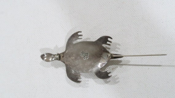 Sterling Mexico C11 jasper turtle brooch - image 6