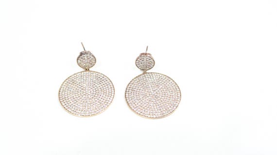 Big sterling crystal disc earrings - image 1