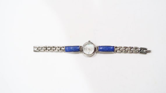 Argento 925 Sterling Lapis Watch With Mother of Pearl Face  display picture 3