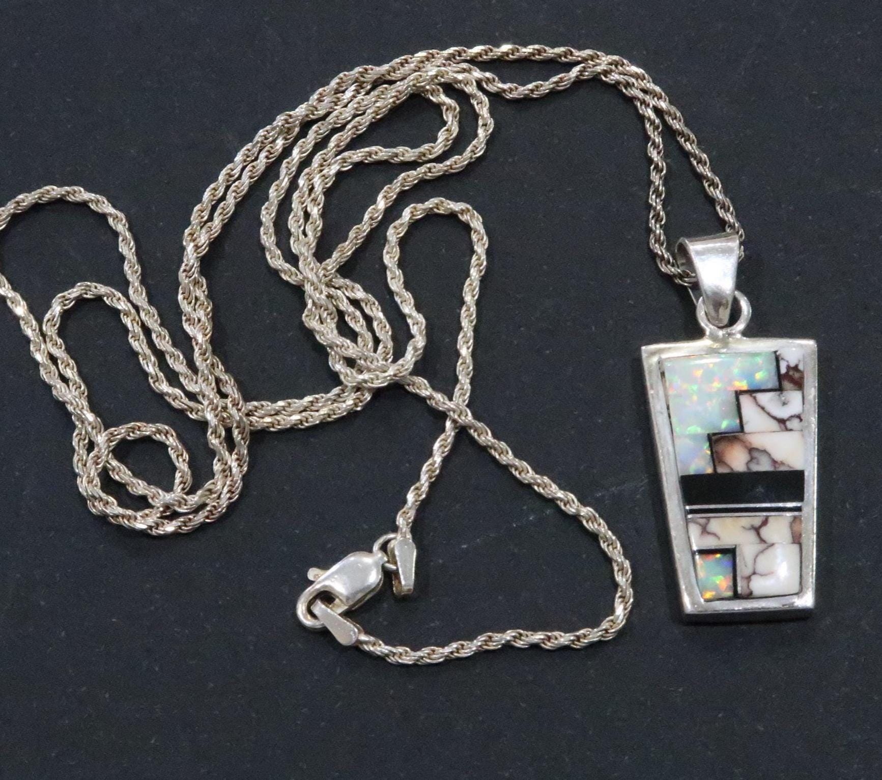 Stunning Zuni Inlay Wild Horse, Opal, Black Onyx Inlay Reversible