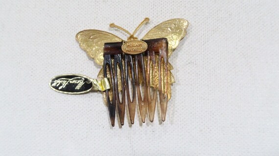 Miriam Haskell cream enamel butterfly celluloid h… - image 6