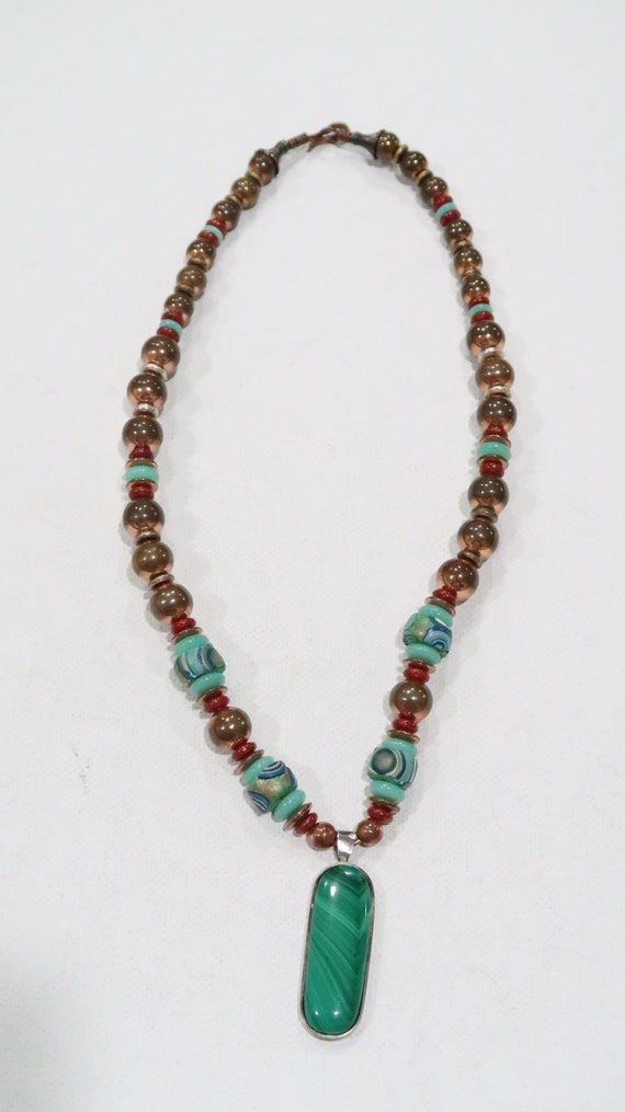 Vintage Peru mixed metal copper and sterling bead 