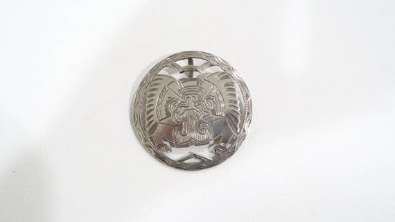 Big mexican sterling aztec mayan figure pendant b… - image 1