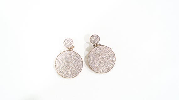 Big sterling crystal disc earrings - image 7