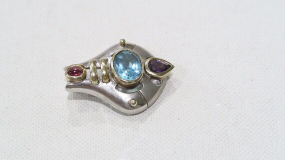 Solid sterling silver with gold plating pendant w… - image 3