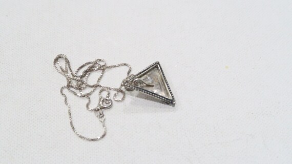 Unique sterling ruby triangle pendant with flower… - image 6