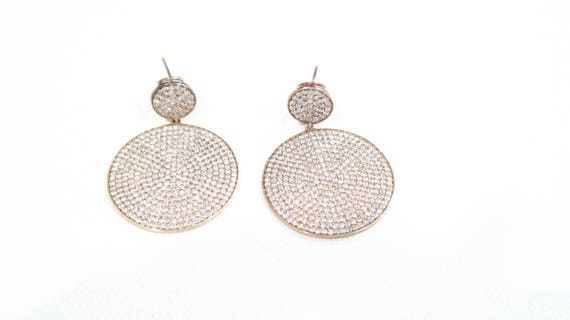 Big sterling crystal disc earrings - image 3