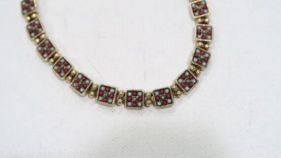 Vintage seed bead chez glass looking bracelet red… - image 6