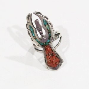 navajo sterling silver vintage turquoise coral peyote bird 1.25in belt buckle Navajo Coral Buckle - Etsy main image 2