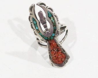 Joseph Tom Vintage Native American Navajo Domed Turquoise Sterling Silver Ring Joseph Tom Vintage Native American Navajo Domed Turquoise Sterling Silver Ring