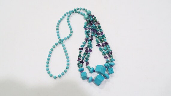 Unique turquoise,amethyst bead necklace - image 5