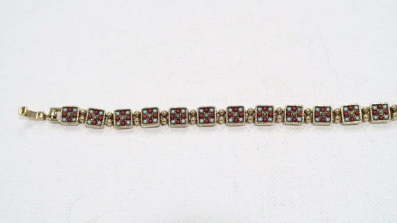 Vintage seed bead chez glass looking bracelet red… - image 3