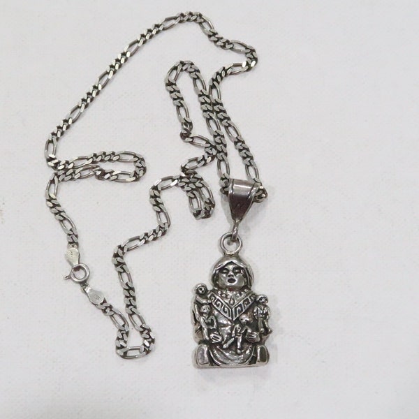 Native American Liberty e.e storyteller pendant on sterling Figaro chain