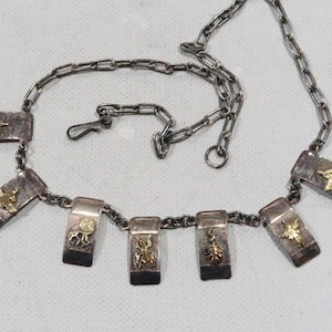 Vintage peruanische 950 Silber Nazca Linie Geoglyph Symbol Choker Stil Halskette