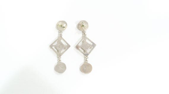 Moss green agate sterling dangle earrings - image 5