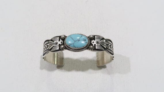 Stunning Navajo Andy Cadman Sterling Turquoise Cuff Bracelet - Etsy