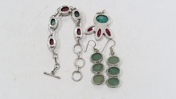 Raw ruby and raw emerald? pendant, bracelet, earr… - image 6