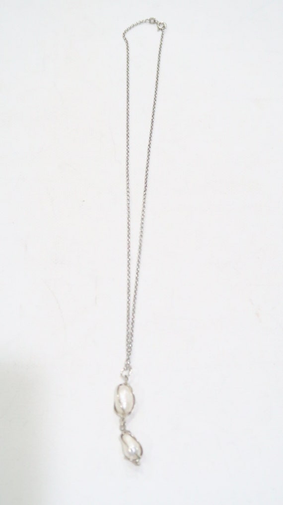 Sterling Caged Pearl drop necklace - image 3