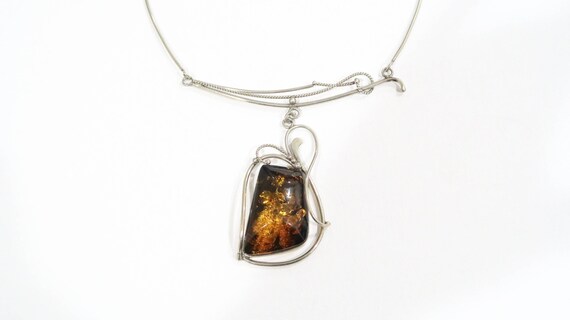 Amber sterling statement necklace - image 5