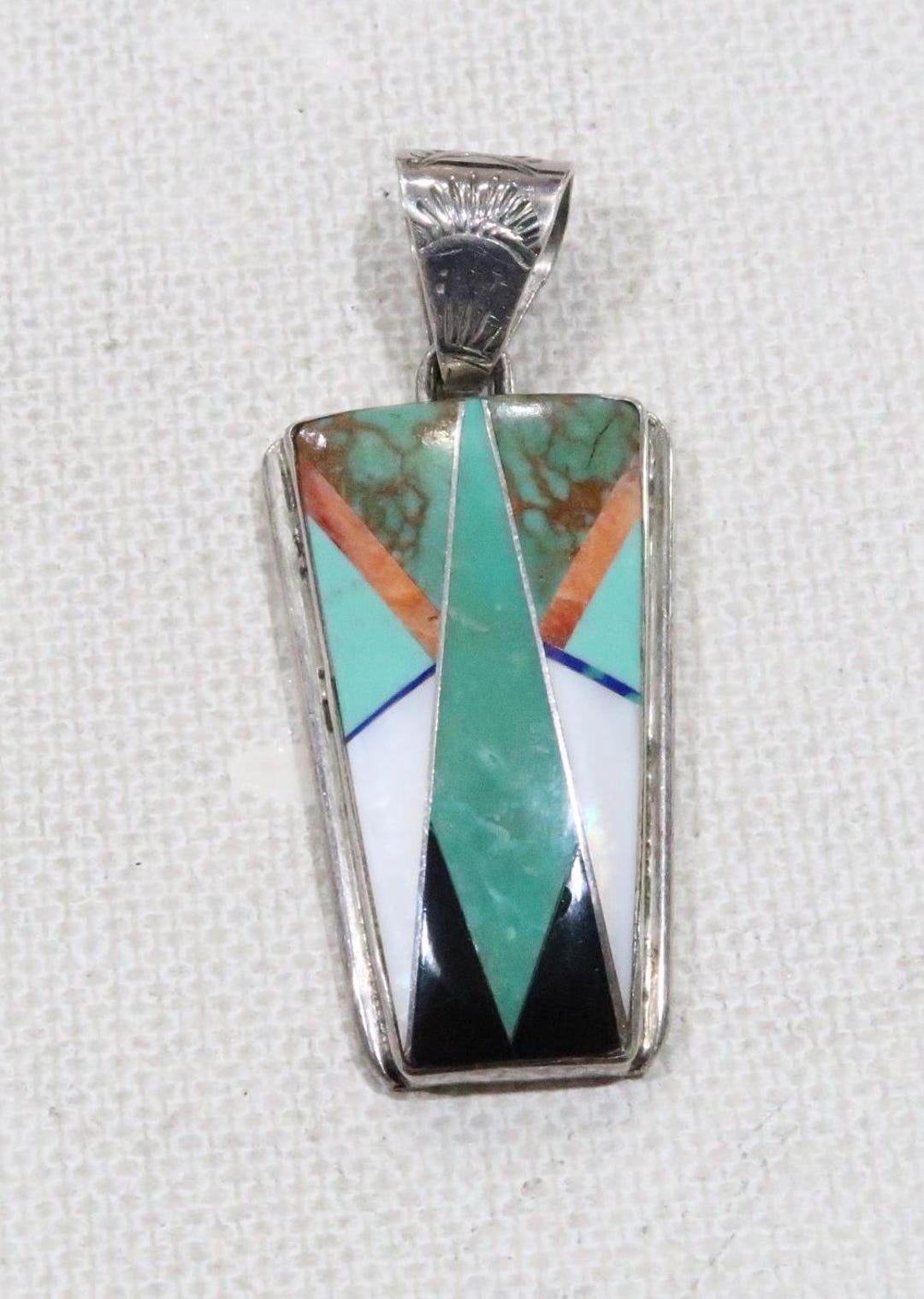 Native American Museum Quality Vintage Austin Garcia Turquoise Inlay Sterling Silver Bracelet Native American Museum Quality Vintage Austin Garcia Turquoise Inlay Sterling Silver Bracelet