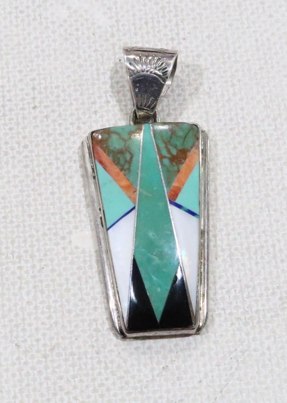 Native American Museum Quality Vintage Austin Garcia Turquoise Inlay Sterling Silver Bracelet Native American Museum Quality Vintage Austin Garcia Turquoise Inlay Sterling Silver Bracelet