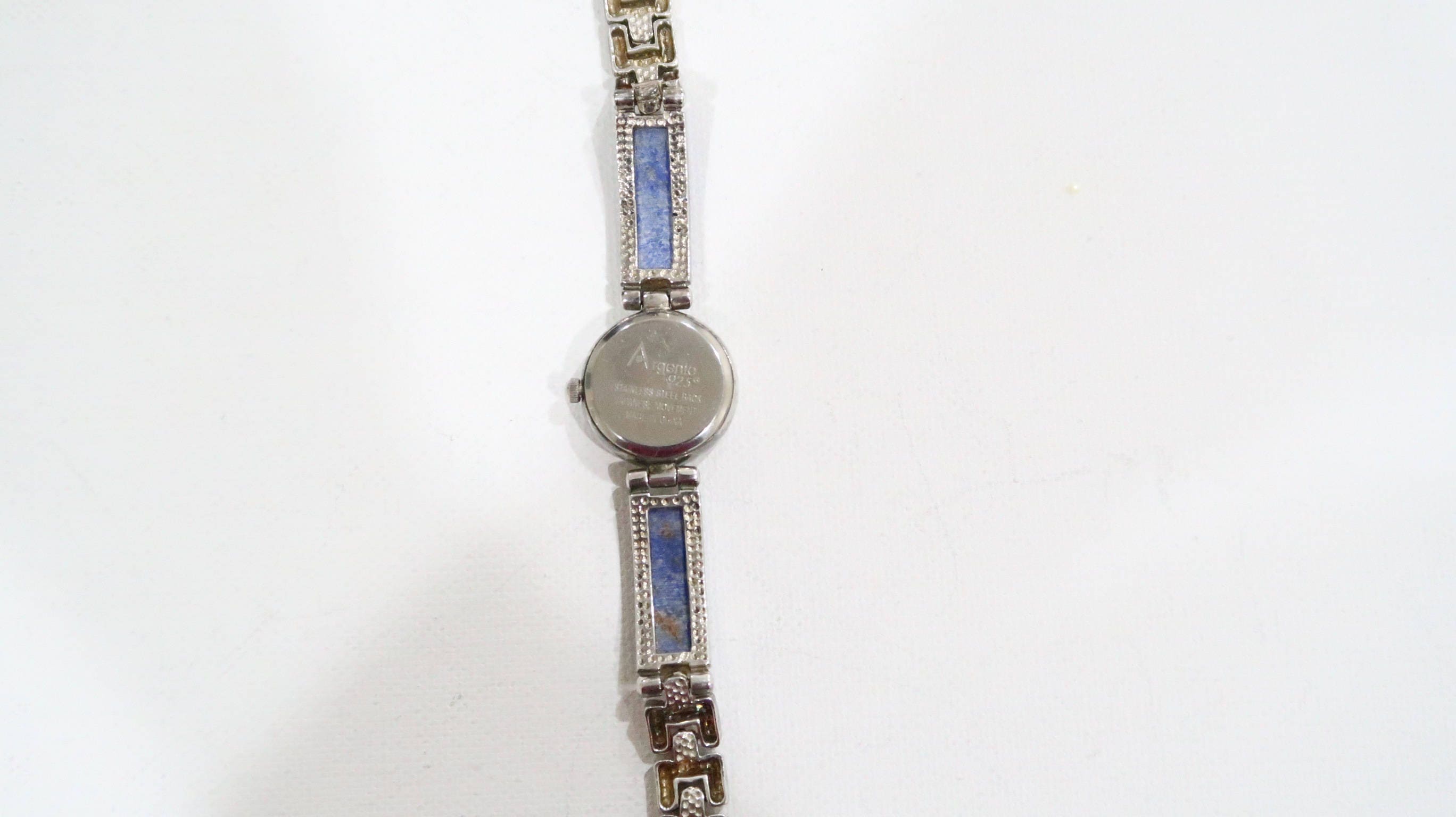 Argento 925 Sterling Lapis Watch With Mother of Pearl Face  display picture 1