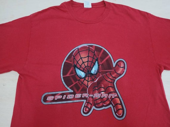 Vintage 90's Spiderman Marvel Movie Red Large T S… - image 4