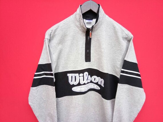 Vintage 90's Wilson Sweatshirt Small Grey Half zi… - image 6