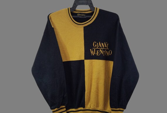 Vintage GIANNI VALENTINO Sweatshirt Large Gold Bl… - image 2