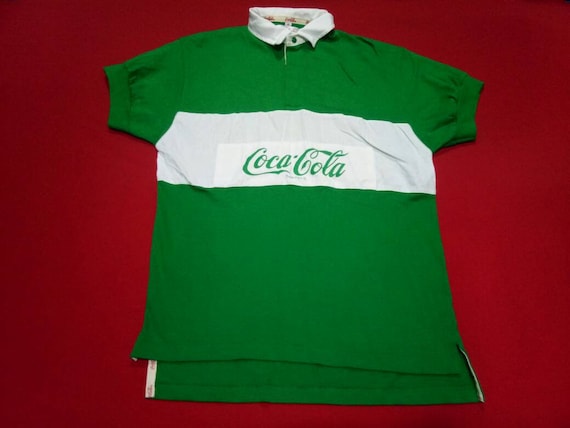 vintage coca cola rugby 90s mens polo shirt
