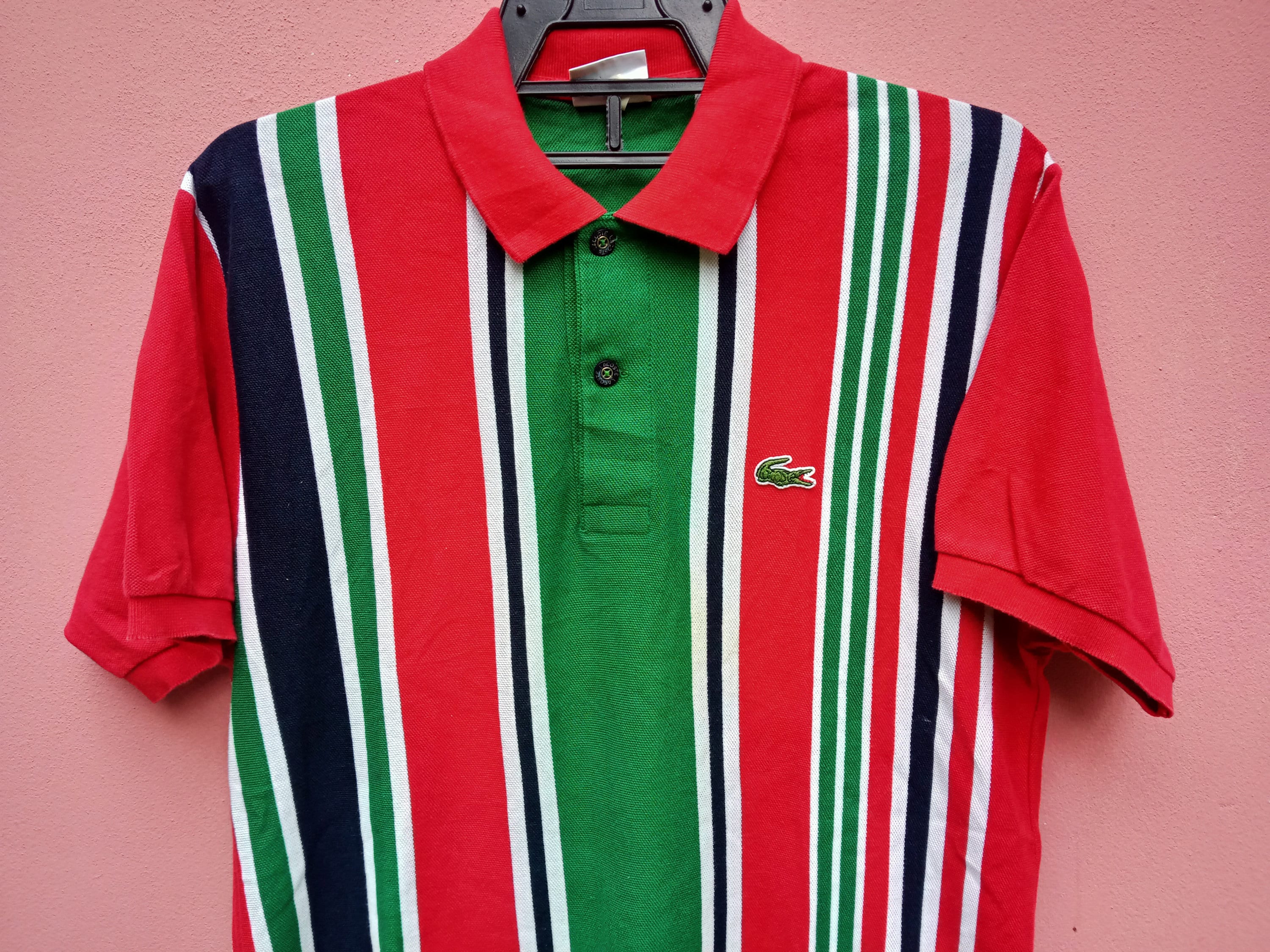 Vintage 90's Lacoste Multicolor Stripe Medium Polo Shirt Vintage 90's Lacoste Multicolor Stripe Medium Polo Shirt