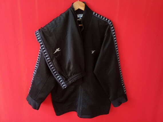vintage reebok tracksuit stripe logo large mens