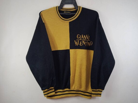 Vintage GIANNI VALENTINO Sweatshirt Large Gold Bl… - image 3