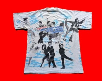 vintage Figure skating champions over print 90s xlarge mens t-shirt