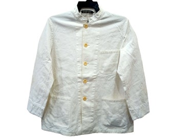 vintage Ralph Lauren - Veste décontractée pour femme blanche, manteau moyen, manteau boutonné Polo Ralph Lauren, plusieurs poches, taille M