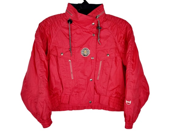 Vintage 90 s Ski Italie Ellesse Rouge Grande Femme Veste Bouton