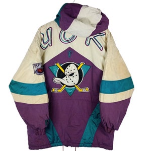 Vintage 90s Mighty Ducks Puffer Jacket Phenom NHL Licensed 