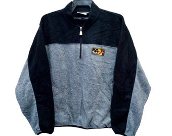 Vintage Pooh Fleece Medium Black Gray Sweater Pooh Half Zipper Sweatshirt Fleece Cartoon Size M