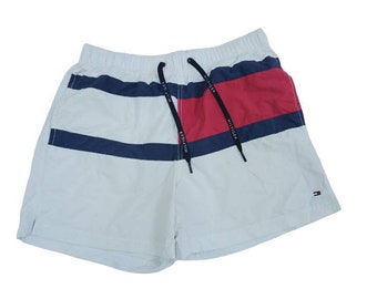 Vintage TOMMY HILFIGER Short Pants Tommy Hilfiger Flag White Small Pants Streetwear Casual Sportwear Pant Size S