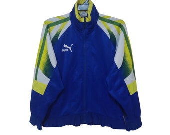 Vintage 90's Puma Medium Jacket Multicolor Puma Track Top Jacket Fully Zipper Training Sport Jacket Size M