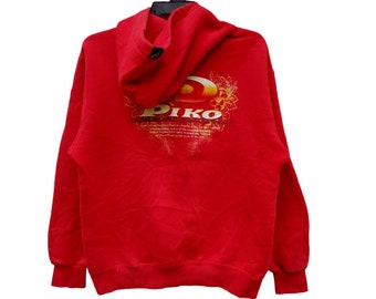 Vintage Piko Hoodie Sweatshirts Medium  Jumper Hawaiian Piko Surfing Surf Crewneck Red Sweater Pullover Size M