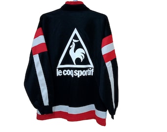 Vintage 90's Le Coq Sportif Black Xlarge Jacket Track Top Big Logo Sportwear Le Coq Sportif Jacket Multicolor Size XL