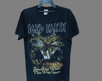 Vintage ICED EARTH Band Black Medium T Shirt American Heavy Metal Music  Progressive Metal Forged In Sacred Flames Tour Concert Size M