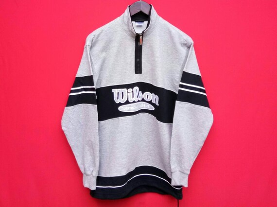 Vintage 90's Wilson Sweatshirt Small Grey Half zi… - image 4