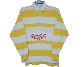 Vintage Coca Cola Polo Rugby Shirt Small Multicolor 1990's Carbonated Usa Drink Coke Soft Drink Shirt Coca Cola Stripes Polo Shirt Size S