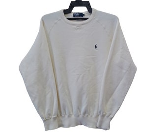 vintage petit poney Ralph Lauren blanc grand pull Ralph Lauren pull ras du cou taille L