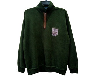 Vintage British Life Sweatshirt Large Green Sweater British Life Half Zipper Sweater Pullover Size L